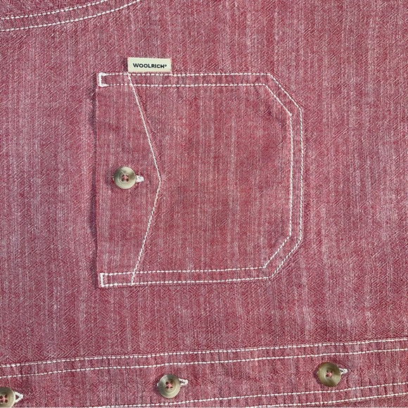 COPY - Woolrich Men’s XL Short sleeve Button up Red/ Pink contrast stitching - Picture 6 of 6